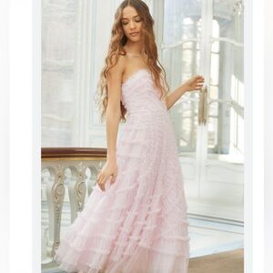 Needle & Thread Strapless Blush Pink Gown NWT Size 2 Prom Formal